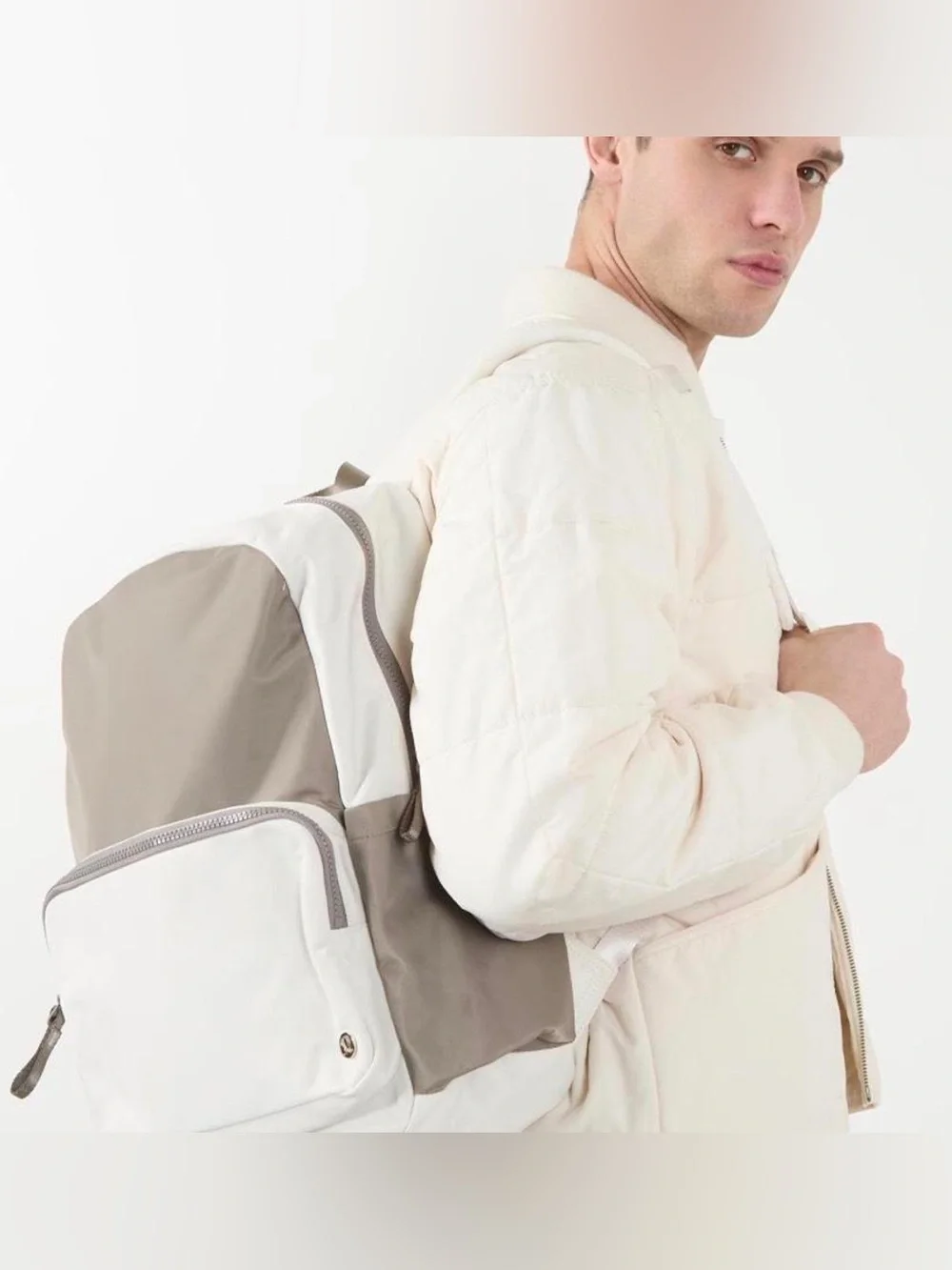 lululemon athletica Two-Tone Taupe and Cream Backpack